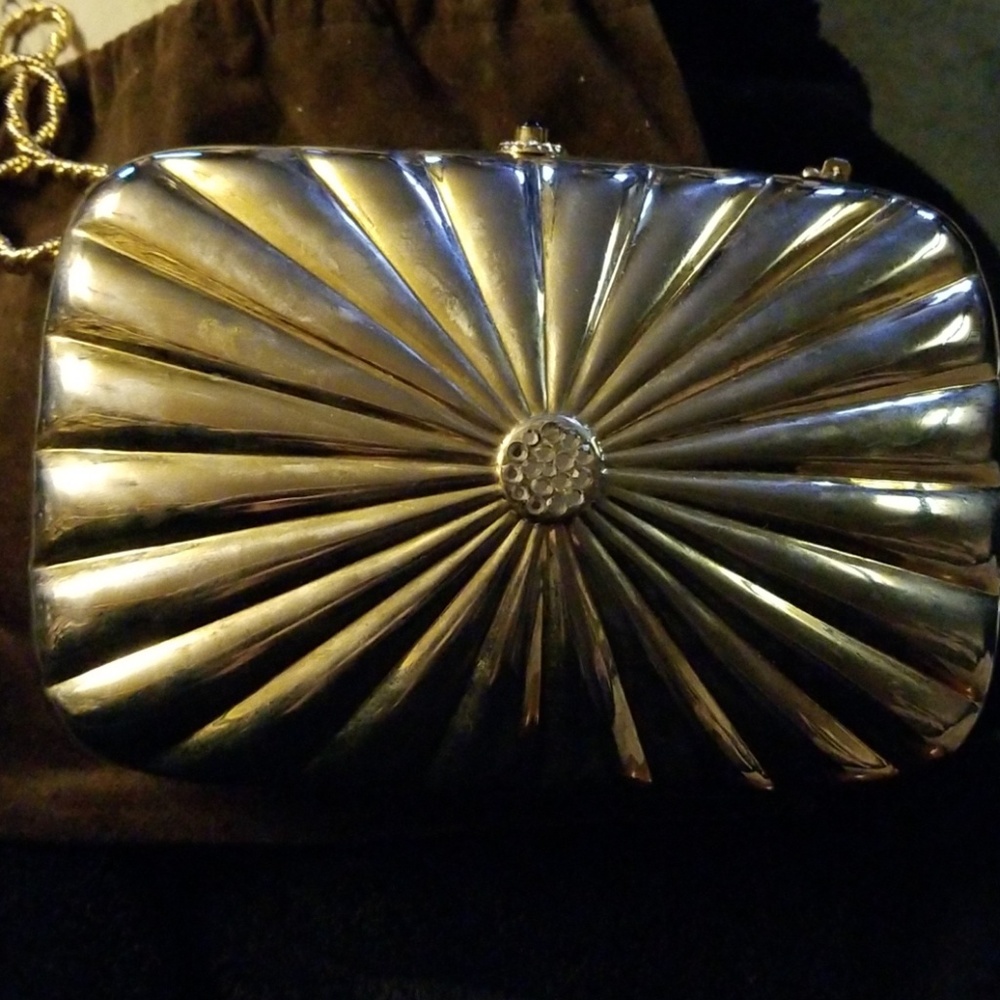 Goldtone metal evening purse